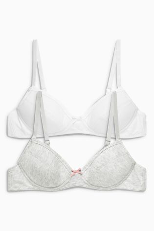 Grey/White First Trainer Bras Two Pack (Older Girls)